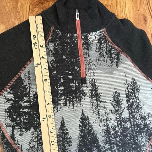 Smartwool Merino Wool 250 1/4 Zip Forest Pattern Base Layer Women Size XS - Picture 9 of 11